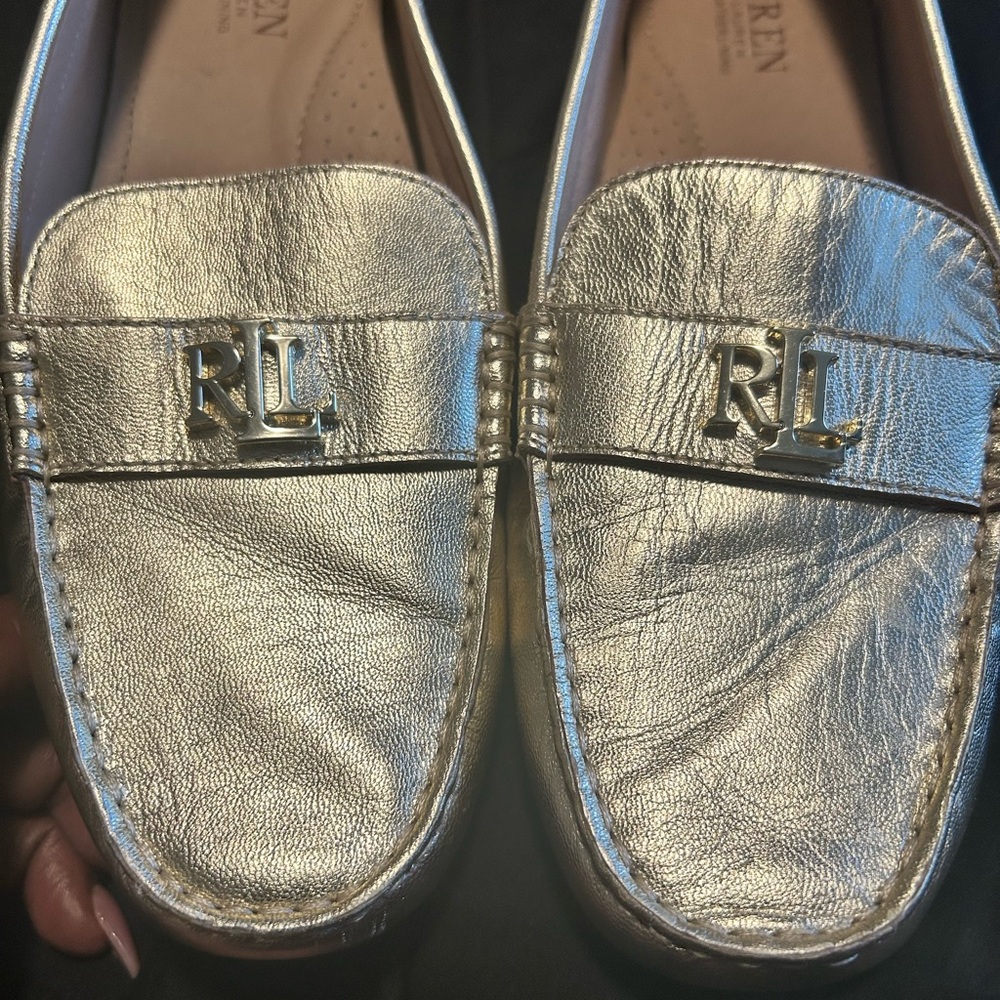 Ralph Lauren Metallic Silver Loafers